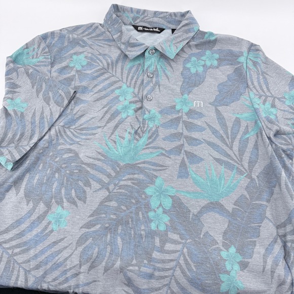 Travis Mathew Other - TravisMathew Polo Shirt Mens XL Grey Tropical Floral Palm Leaf Pima Cotton Blend